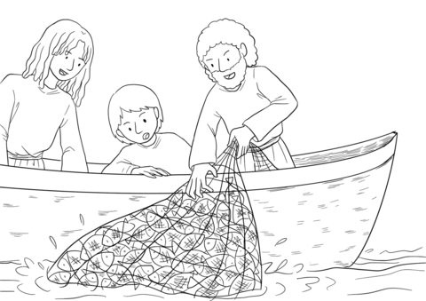 John 21 6 Feed My Sheep   Multitude Of Fishes Coloring Page